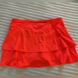 Athleta bright orange tiered ruffle tennis pickleball athletic skirt size M